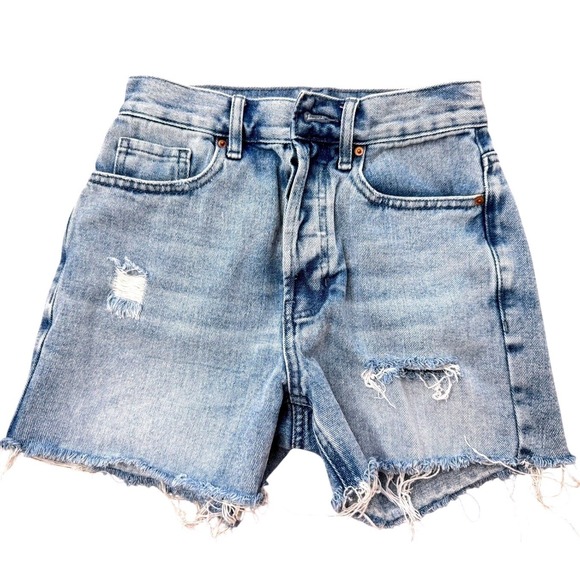 PacSun Pants - PacSun 90s Girlfriend High Waisted Distressed Size S Denim Shorts Light Wash S